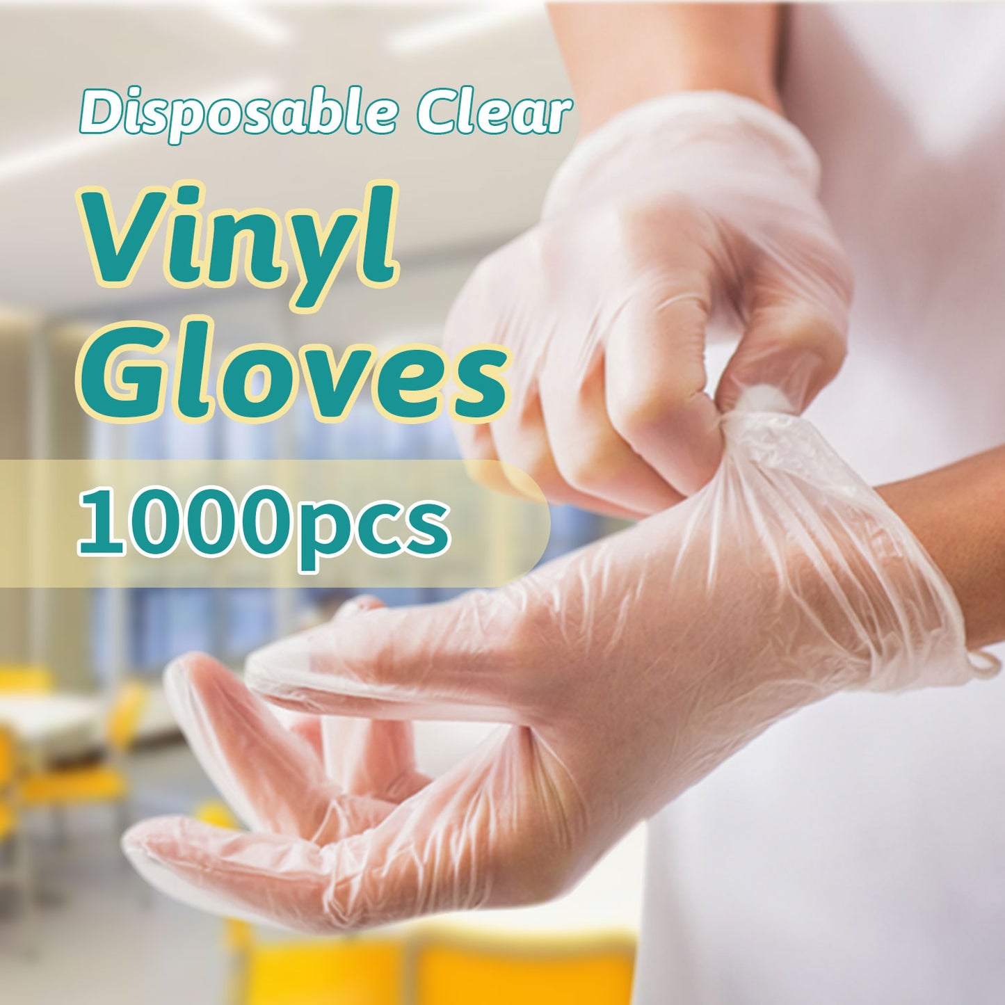 Disposable Vinyl Gloves, Latex-Free, Powder Free, Clear Plastic Gloves, for Cleaning, Cooking, Food Prep